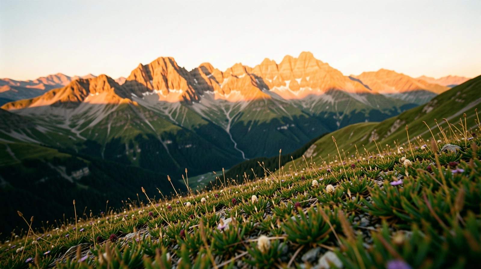Alpines Panorama bei Sonnenaufgang
